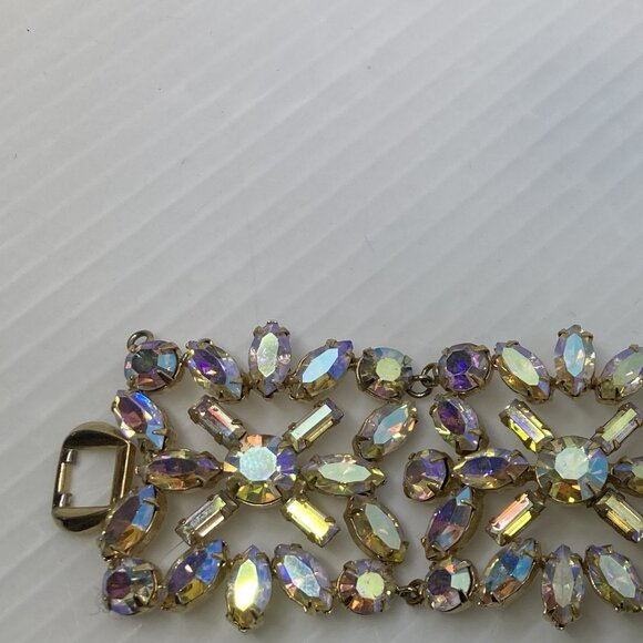 Vtg AUSTRIA aurora borealis crystal rhinestone chunky earrings bracelet - Picture 4 of 4